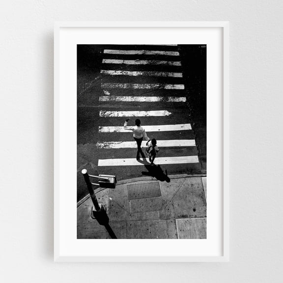 The Corner - Manhattan New York Photography Street Photography Black and White City Silhouette Minimalist White Framed Wall Art Print 5 x 7 inches