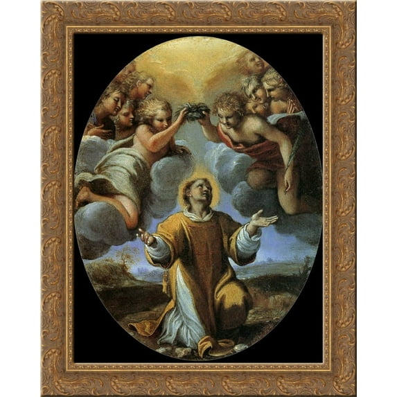 The Coronation of St Stephen 24x20 Gold Ornate Wood Framed Canvas Art by Annibale Carracci