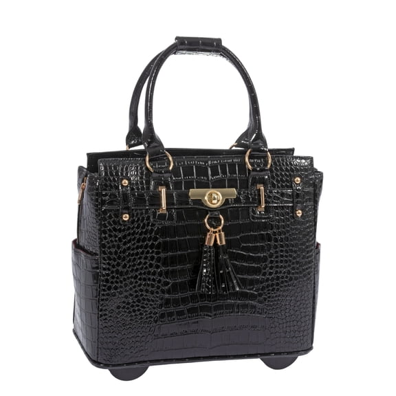 The Cosmopolitan Rolling Laptop Bag for Women | Designer Wheeled Briefcase | Fits 13-17" Laptops | Office Travel Computer Case | JKM & Company