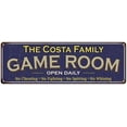 thumbnail image 1 of The Costa Family Blue Game Room Metal 6x18 Sign 106180037349, 1 of 1