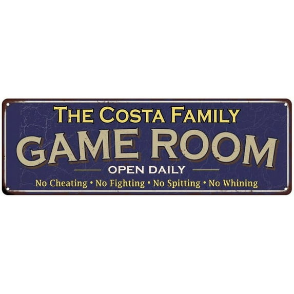 The Costa Family Blue Game Room Metal 6x18 Sign 106180037349