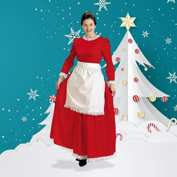 The Costume Center 2 Piece Soft Red and White Mrs. Claus Christmas Charmer  Size Large