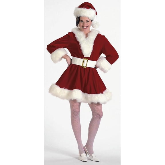 The Costume Center 3 Piece Burgundy Velvet Perky Christmas Pixie with White Trim Size XS