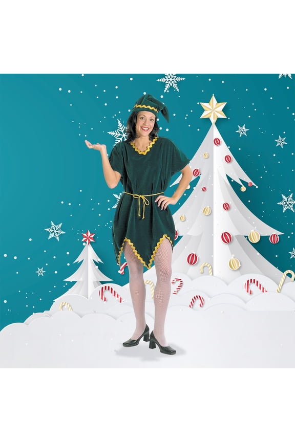 3 Piece Green and Gold Christmas Elf Dress One Size Fits Most
