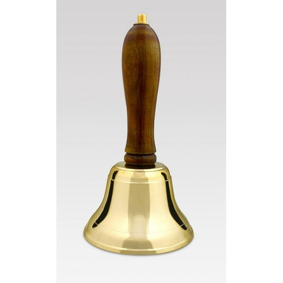 The Costume Center 8” Tall Gold Caroling Hand Bell with Wooden Handle
