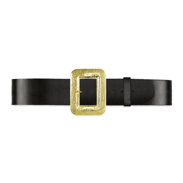 The Costume Center Black and Gold Leather Santa Belt with Buckle Size