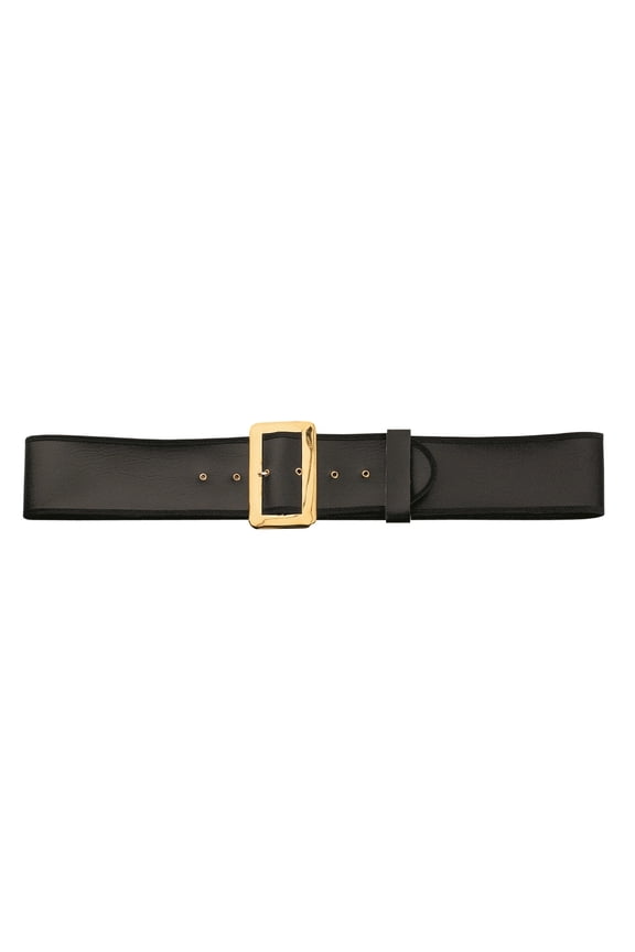Black and Gold Naugahyde Santa Belt with Buckle Size XXXL