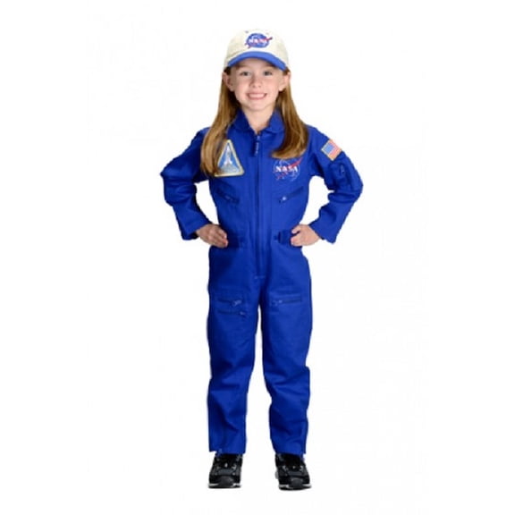 The Costume Center Blue Flight Suit Halloween Costume with Embroidered Cap (ages 6-8)