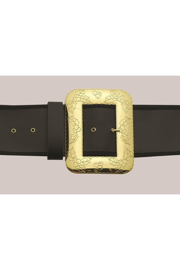 Gold Cast Belt Buckle with Holly Embossing  One Size