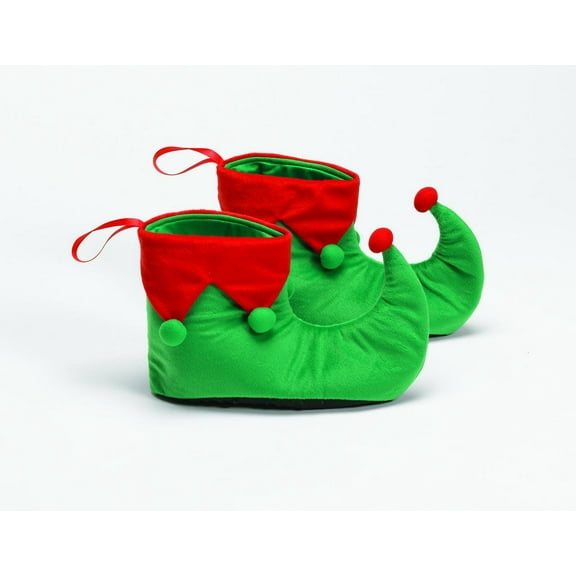 The Costume Center Green and Red Velvet Christmas Elf Shoes One Size Fits Most