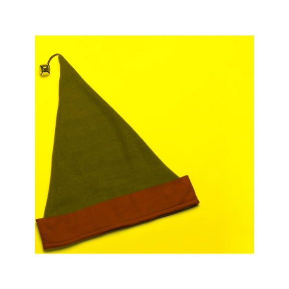 Red and Green Christmas Elf Hat with Jingle Bell - One Size Fits Most