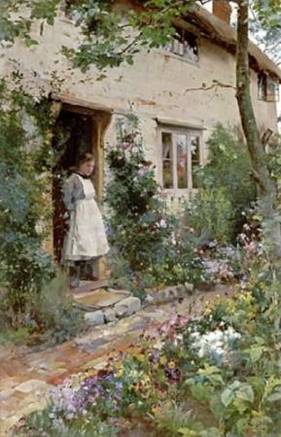 The Cottage Garden Canvas Art - Alfred Augustus Glendening (12 x 18)