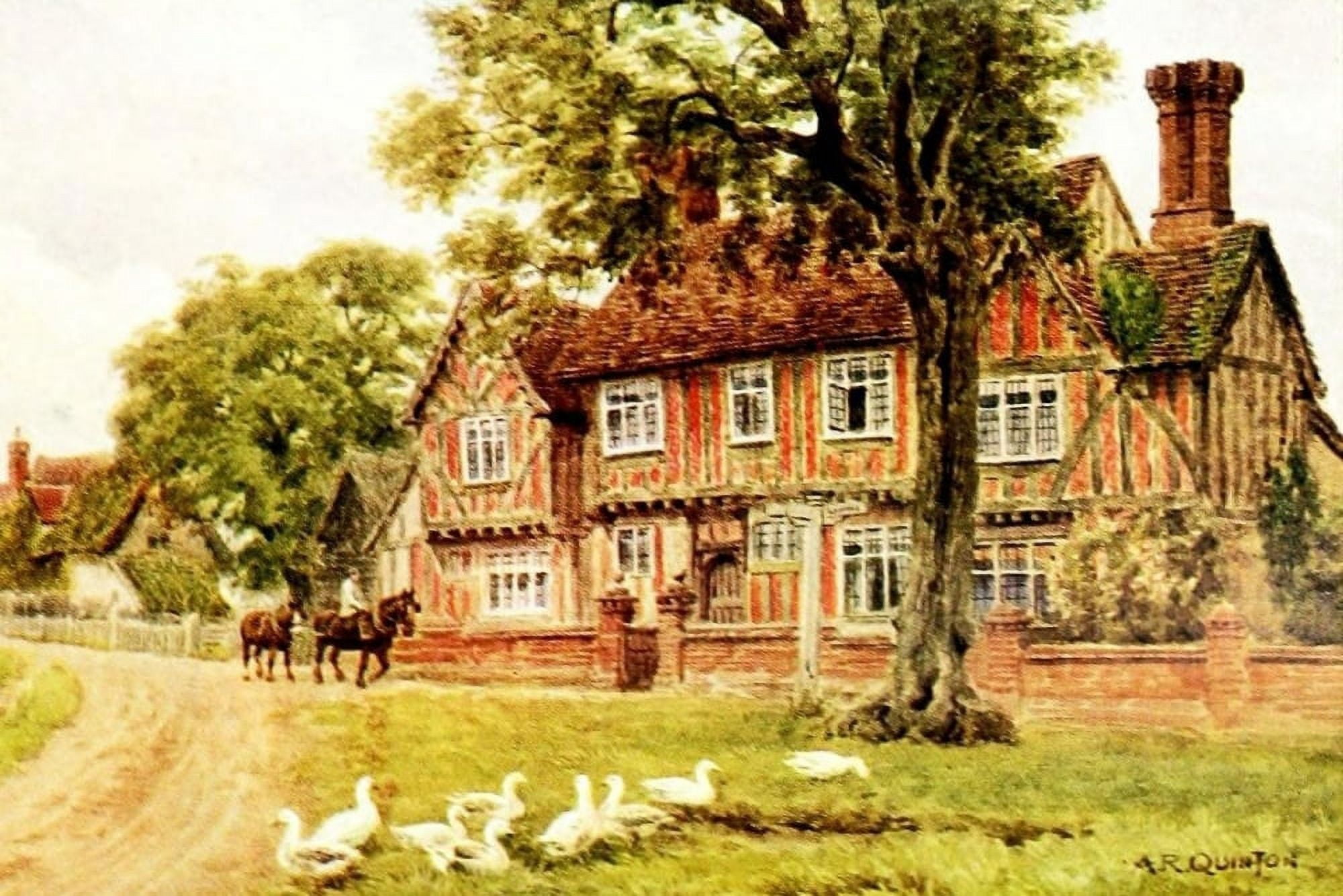 The Cottages & the Village Life of Rural England 1912 Brent Eleigh Suffolk Canvas Art - Alfred Quinton (18 x 24)