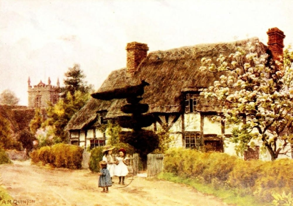 The Cottages & the Village Life of Rural England 1912 Norton nr Evesham Worcester Canvas Art - Alfred Quinton (18 x 24)