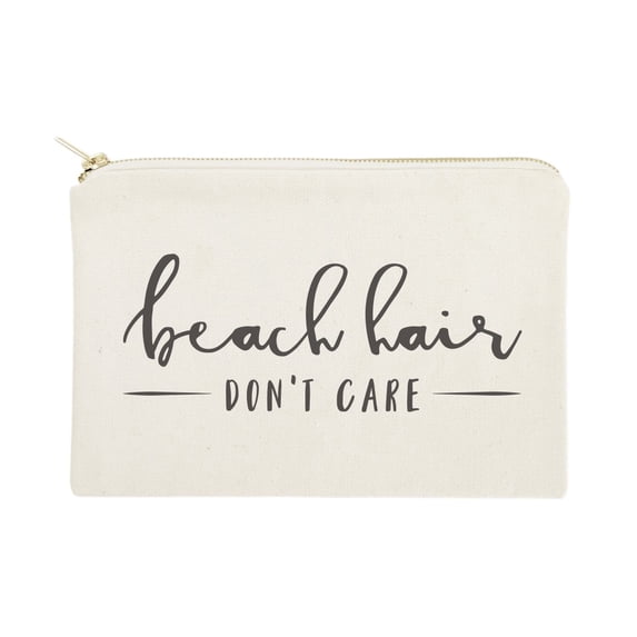 The Cotton & Canvas Co. Beach Hair Don't Care Beach Cosmetic Bag and Travel Make Up Pouch