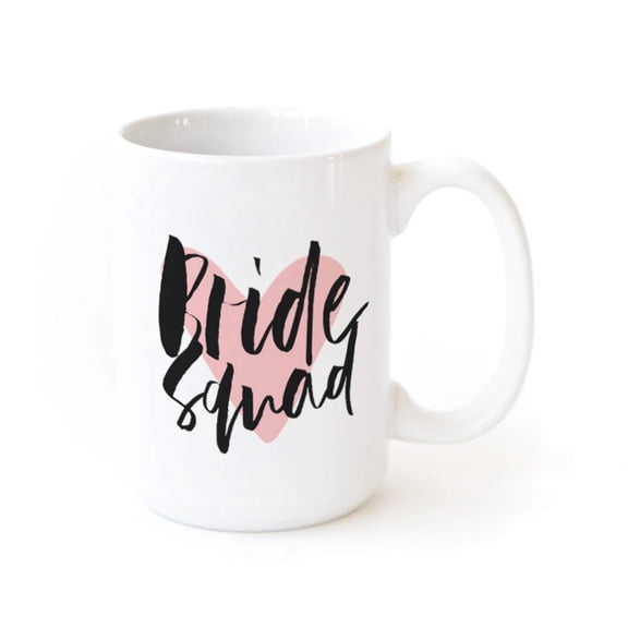 The Cotton & Canvas Co. Bride Squad Porcelain Ceramic Wedding Coffee Mug, Bridal Party, Wedding Proposal Box