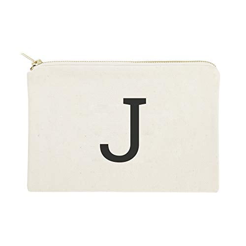 The Cotton & Canvas Co. Personalized Modern Monogram Initial J Cosmetic Bag and Travel Make Up Pouch