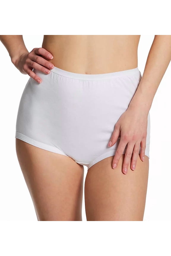 The Cotton Cuff Leg Betsy Panty, High Waist, 100% Cotton with Cuff Leg, White, Size 8, 3-Pack (M101)