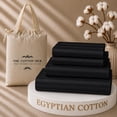 thumbnail image 1 of The Cotton Hub Full-XL Size Egyptian Cotton 4-Piece Sheet Set Fits 14-18 Inch Deep Pocket (Stripe, Black), 1 of 1