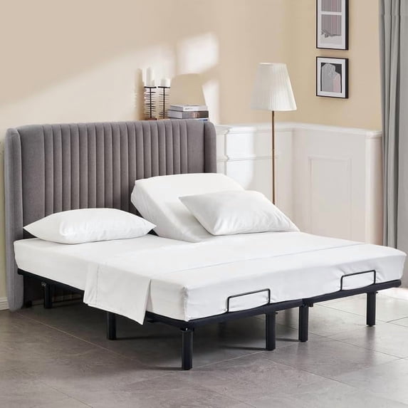 The Cotton Hub Queen Size Top 28" Split Flex Head 4-Piece Sheet Set for Adjustable Beds, 600 Series Pima Cotton Fits 7-9" Deep Pocket (White, Solid)