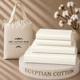 thumbnail image 1 of The Cotton Hub RV-King Size Egyptian Cotton 4-Piece Sheet Set Fits 26-30 Inch Deep Pocket (Stripe, Ivory), 1 of 1
