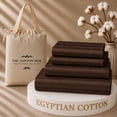 thumbnail image 1 of The Cotton Hub Split-Queen Size Egyptian Cotton 5-Piece Sheet Set Fits 10-12 Inch Deep Pocket (Stripe, Chocolate), 1 of 1