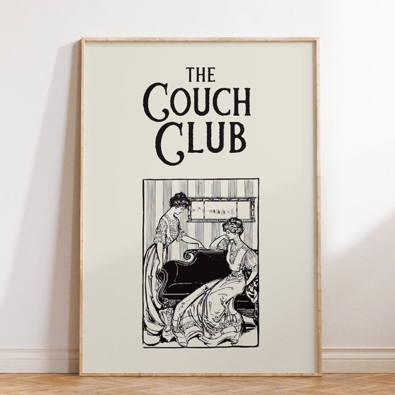 The Couch Club Art Print: Funny Feminine Poster, Unframed Paper Poster 8x10in