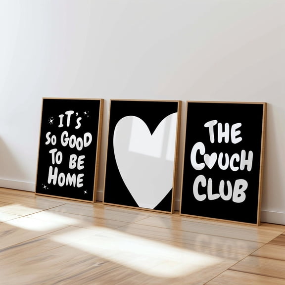 The Couch Club Wall Art Black Prints Living Room Decor Aesthetic Quote Art Set 3 Unframed Paper Print 8x12