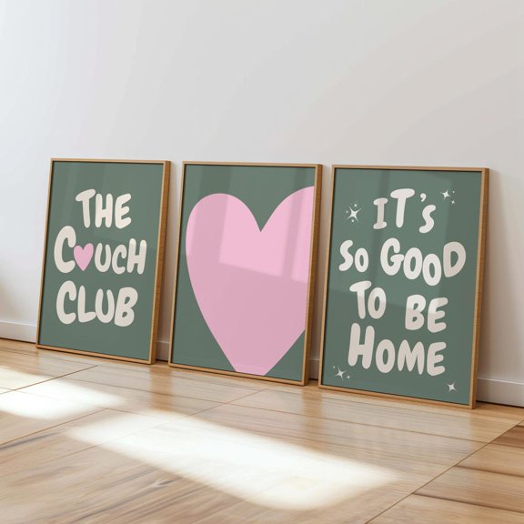 The Couch Club Wall Art Sage Green Prints Living Room Quote Art Set 3 Unframed Paper Print 8x12