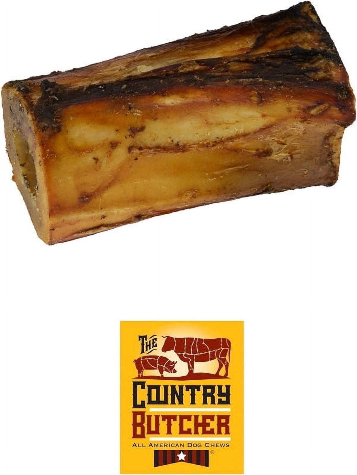 The Country Butcher Medium (4") Beef Center Dog Bones with Marrow & Meaty Pieces, Moderate to Aggressive Chewers, Made in USA, 3 Count