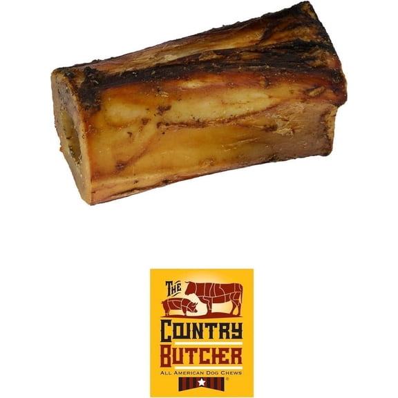 The Country Butcher Medium (4") Beef Center Dog Bones with Marrow & Meaty Pieces, Moderate to Aggressive Chewers, Made in USA, 3 Count