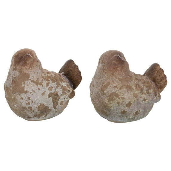 The Country House Lil Rustic Birds Aged Brown 3 x 2 Terra Cotta Ceramic Figurines Set of 2