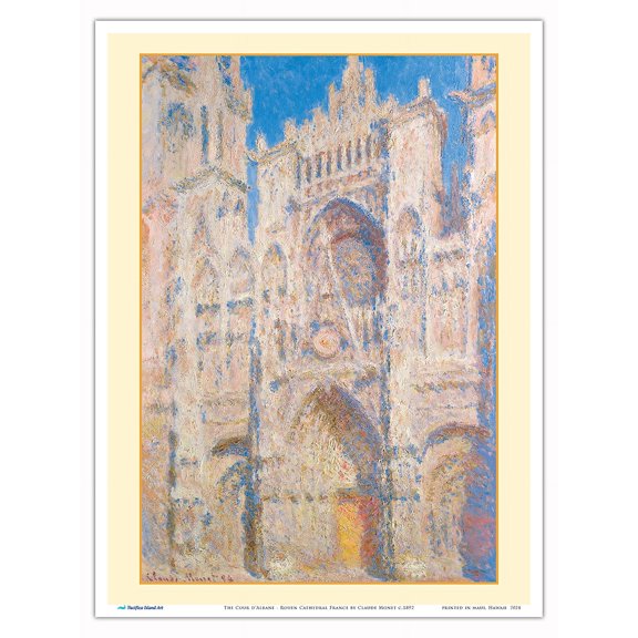 The Cour d'Albane - Rouen Cathedral France - From an Original Color Painting by Claude Monet c.1892 - Master Art Print (Unframed) 9in x 12in