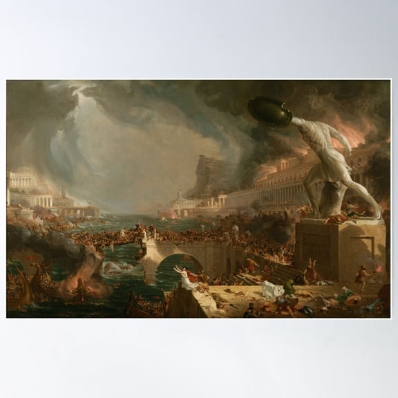 The Course Of Empire Destruction - Thomas Cole Poster Wall Art, Modern Wall Decor For Living Room Bedroom, 8x12 UNFRAMED