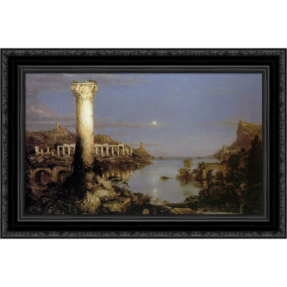 The Course of the Empire: Desolation 24x18 Black Ornate Wood Framed Canvas Art by Cole, Thomas