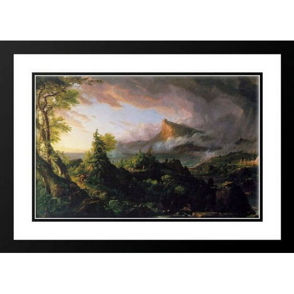 The Course of the Empire: The Savage State 20x23 Framed and Double Matted Art Print by Cole, Thomas