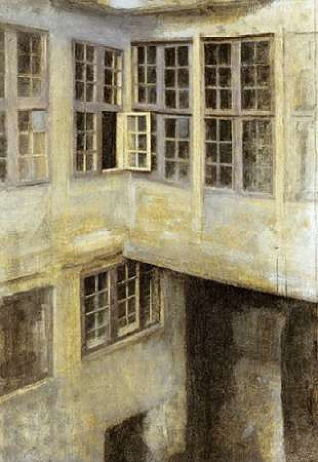 The Courtyard at 30 Strandgade Canvas Art - Vilhelm Hammershoi (20 x 28)