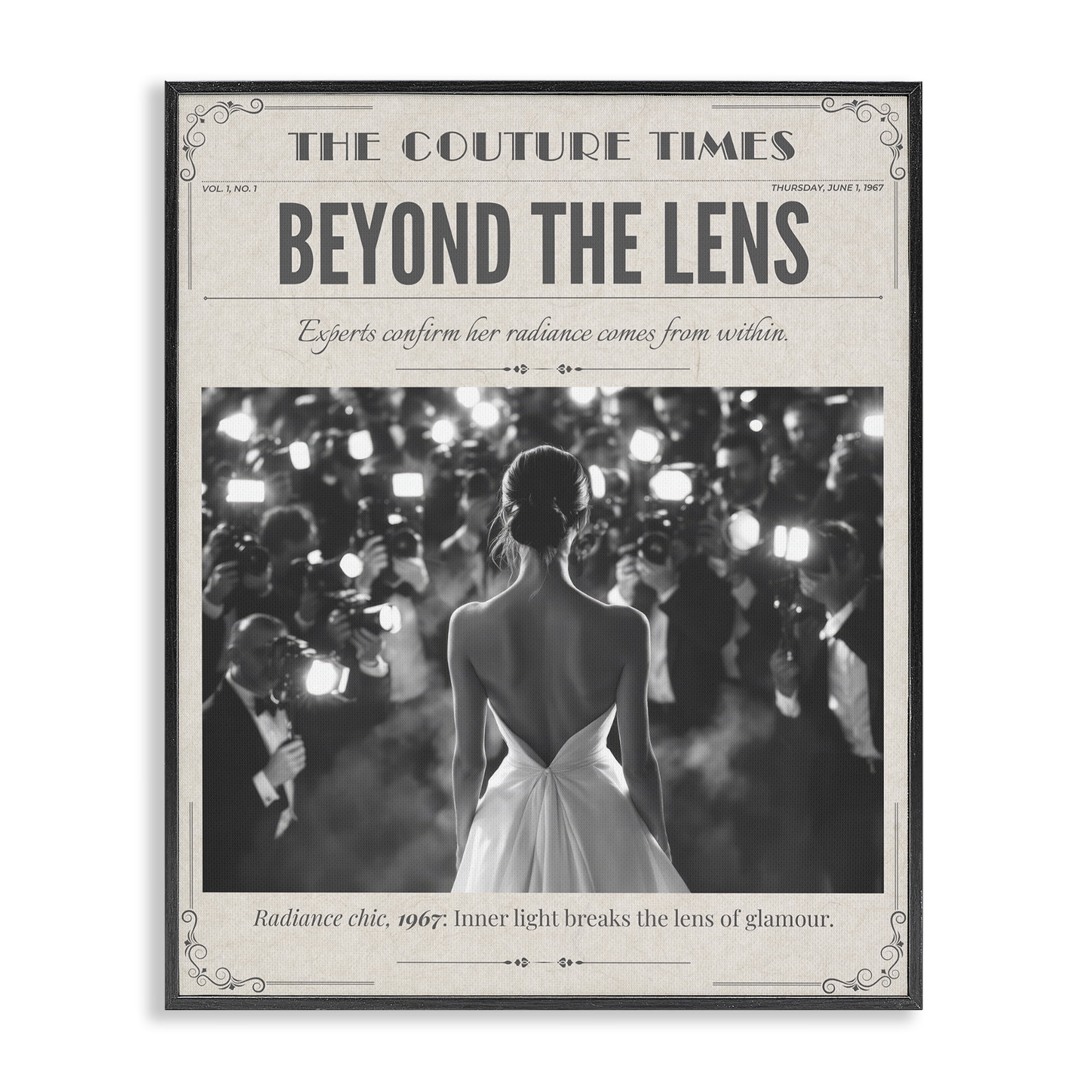 The Couture Times Magazine Black Framed Giclee Art, design by A Barefoot Stylist