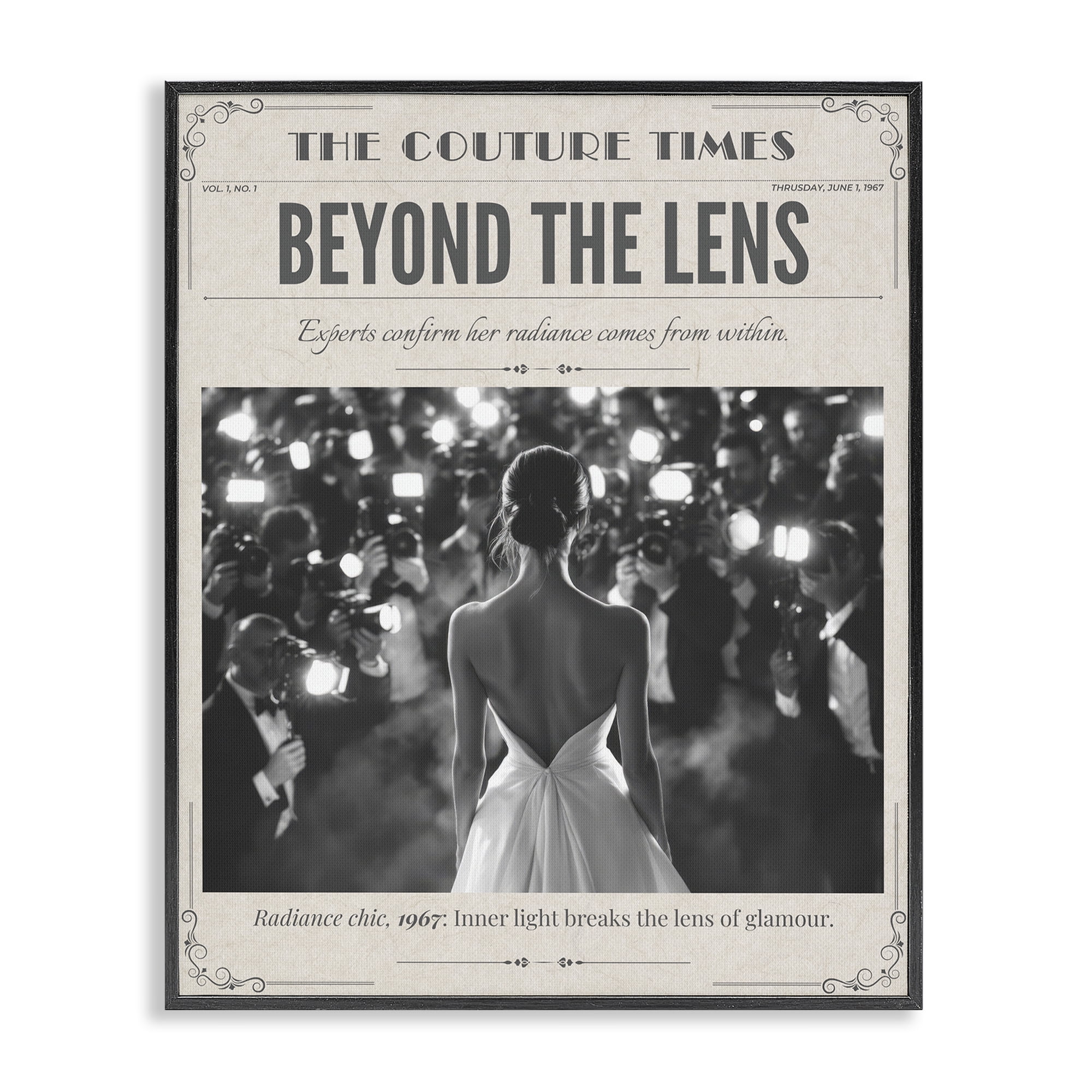 The Couture Times Magazine Black Framed Giclee Art, design by A Barefoot Stylist