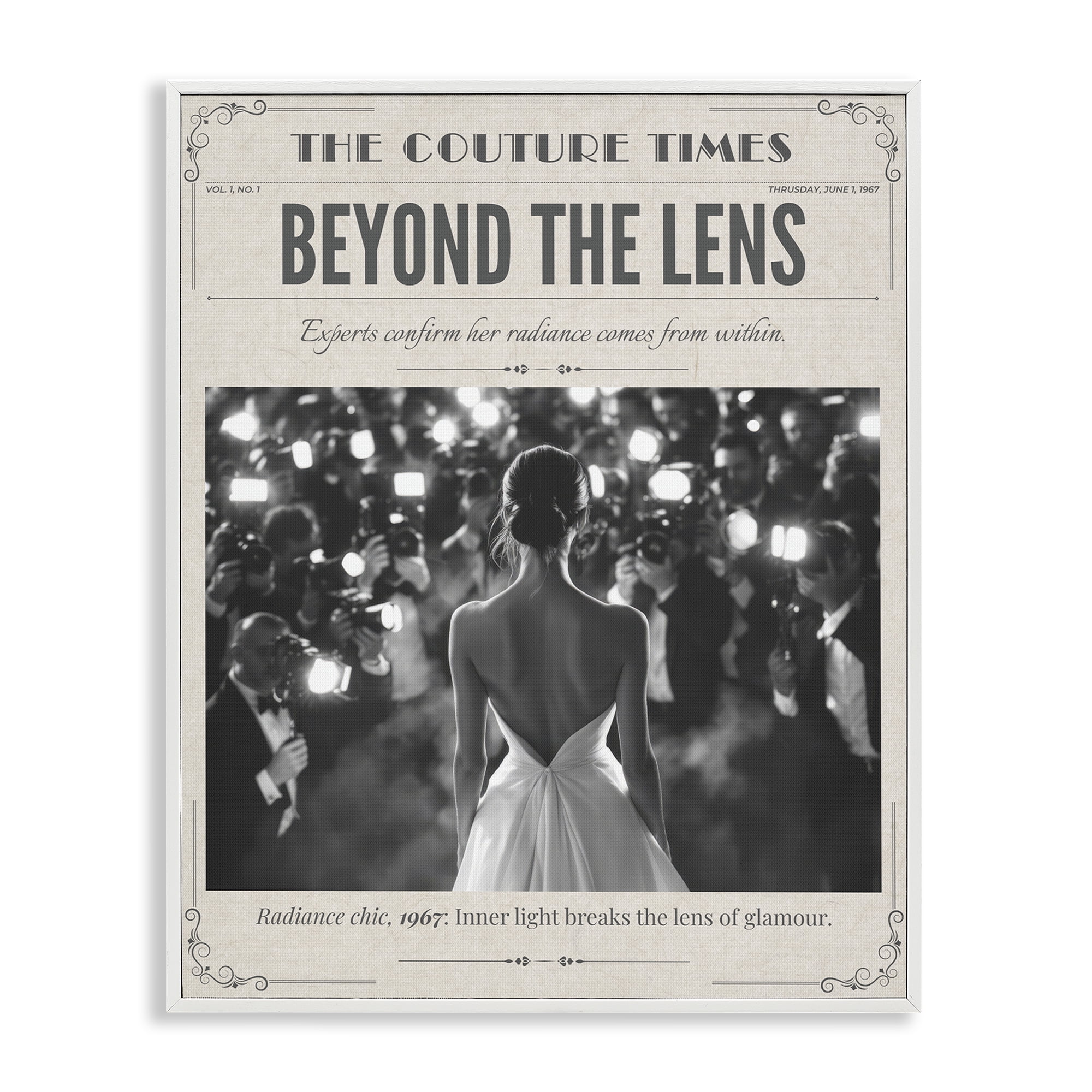 The Couture Times Magazine White Framed Giclee Art, design by A Barefoot Stylist