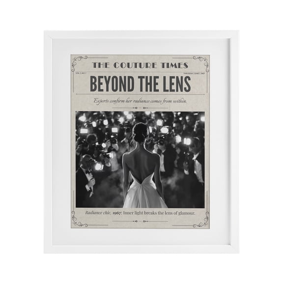 The Couture Times Magazine White Framed Print Under Glass, design by A Barefoot Stylist