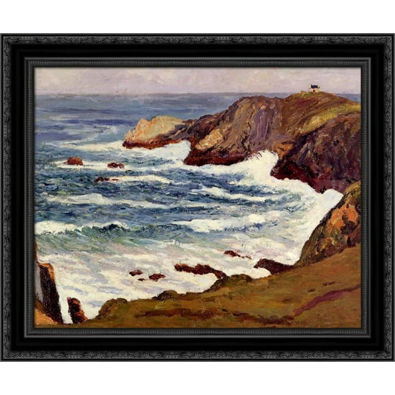 The Cove at Cape Suzon 24x20 Black Ornate Wood Framed Canvas Art by Maufra, Maxime