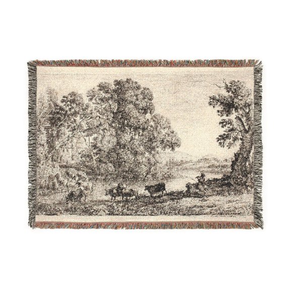 The Cowherd Woven Throw Blanket, 100% Cotton, Fringed Edges
