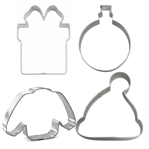 The Cozy Christmas Sweater 4-Piece Cookie Cutter Set - Holiday Apparel & Gift Baking Kit