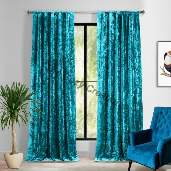The Cozy Creation Teal Crushed Velvet Curtains for Living Room Bedroom, Velvet Fabric Sample, Teal, 12" W x 12" L