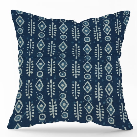 The Cozy Creations 2PCS Cotton Indigo Blue Decorative Pillow Cover, 20"X20" Double Sided Hand Block Printed Cushion Cover for Sofa Patio Couch