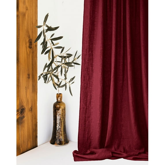 The Cozy Creations Set of 2 Rod Pocket Window Panels, 100% Cotton Curtain for Door ,Bedroom, Living Room and Kitchen, Thik Cotton Extra Long Blackout Curtains, Burgundy, 44" Wide x 160" Length