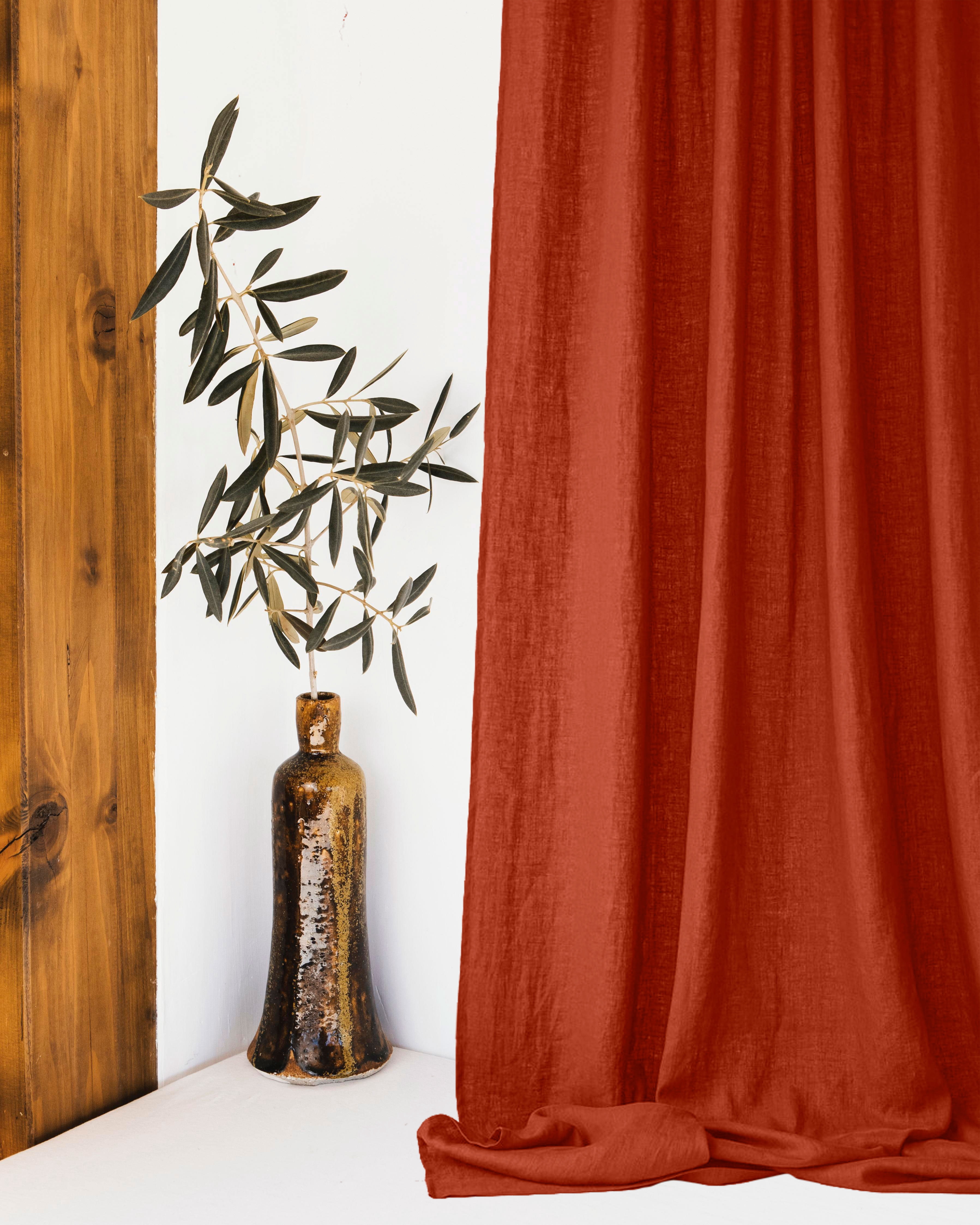 The Cozy Creations Set of 2 Rod Pocket Window Panels, 100% Cotton Curtain for Door ,Bedroom, Living Room and Kitchen, Thik Cotton Extra Long Blackout Curtains, Redwood, 44" Wide x 140" Length