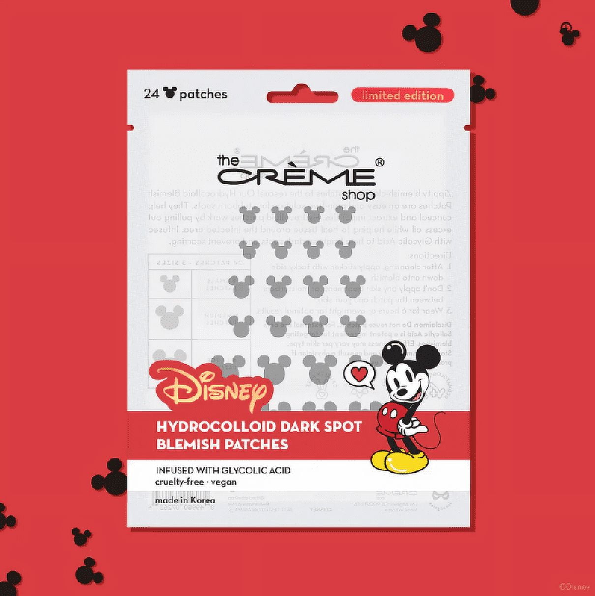 The Crème Shop Disney Mickey Mouse Acne Patches, 24 Black Facial Treatment  Patches, Shaped Like the Iconic Disney Mouse's Head 