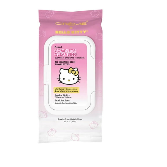 The Crme Shop Hello Kitty 3-in-1 Complete Cleansing Facial Towelettes, 60 Count Wipes